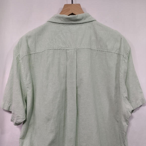 14th & Union Linen Blend Trim Fit Button Shirt Mens 2XL Mint Casual Beach Office - Picture 6 of 9